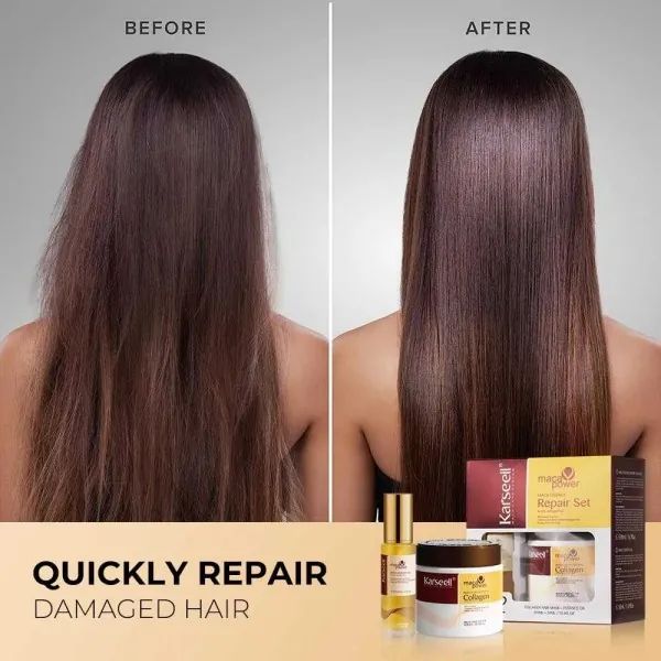 Karseell Collagen Hair Treatment Deep Repair Mask 500ml + Maca Oil Hair Serum 50ml Set