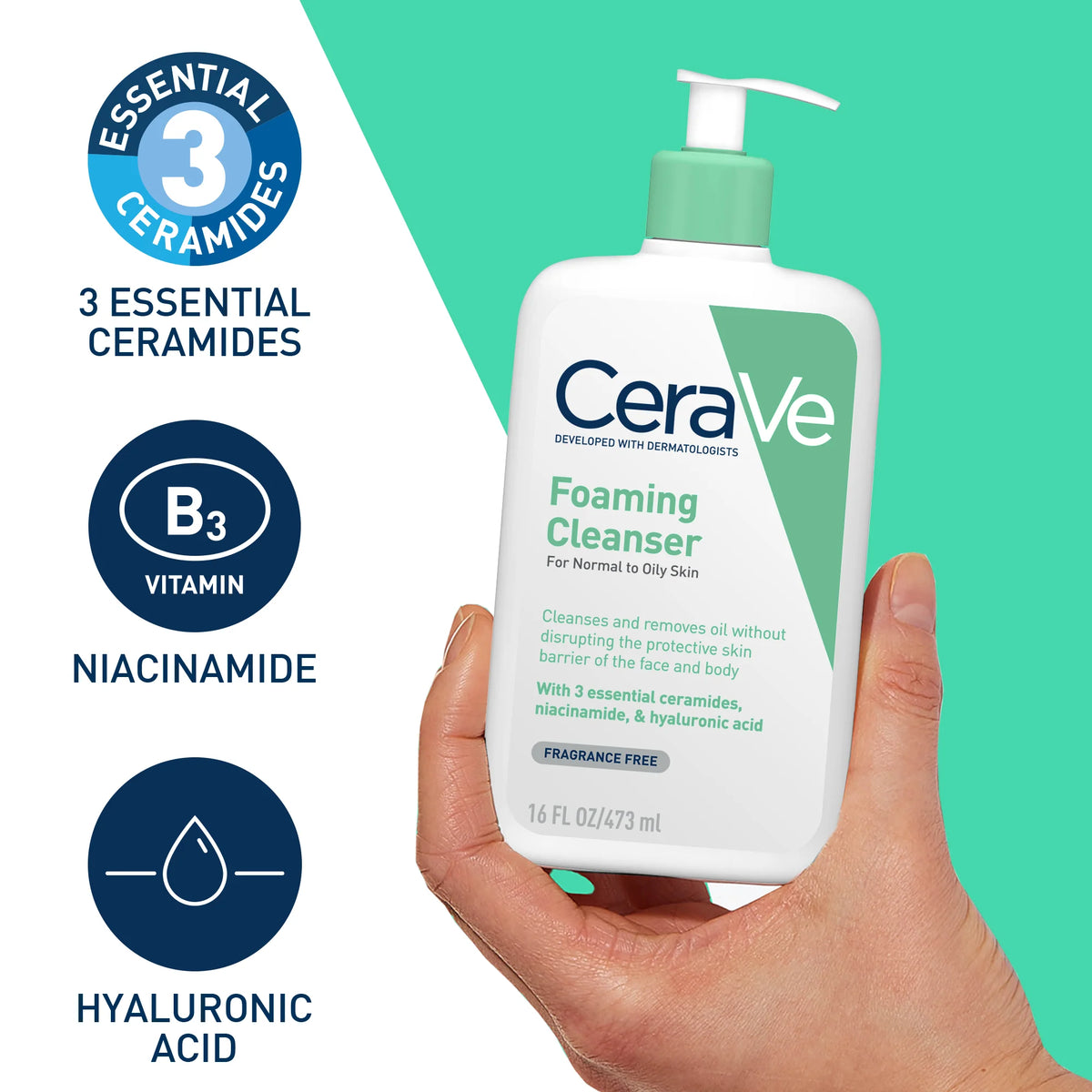CeraVe Foaming Facial Cleanser | 236ml / 355ml / 473ml | Normal to Oily Skin