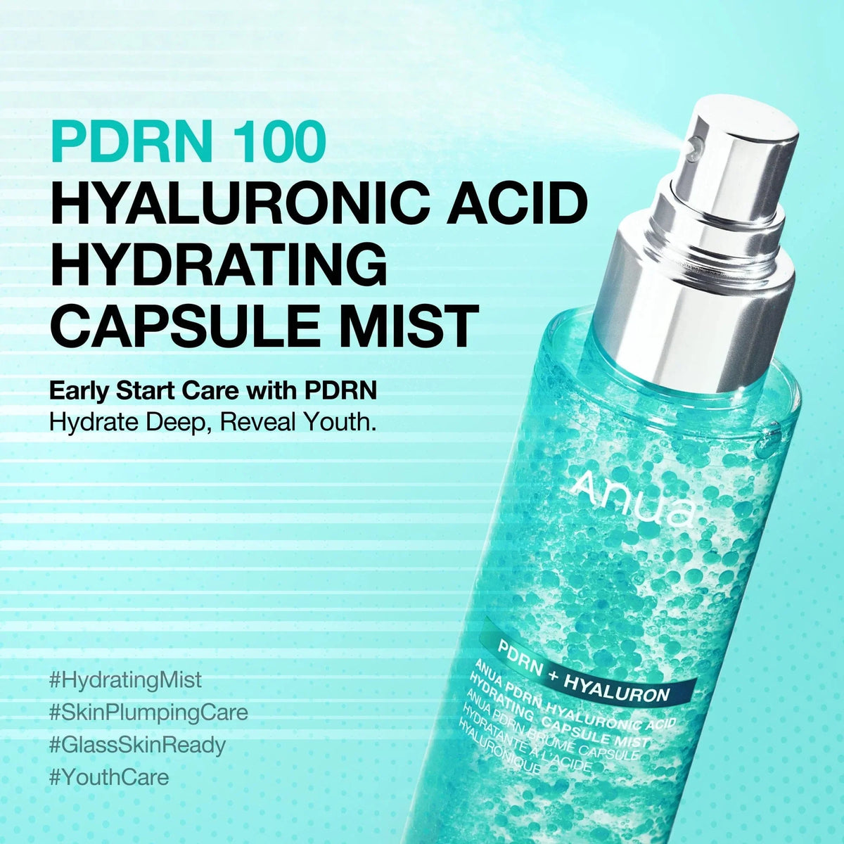 Anua PDRN Hyaluronic Acid Hydrating Capsule Mist 100ml | Korean Hydrating Face Mist