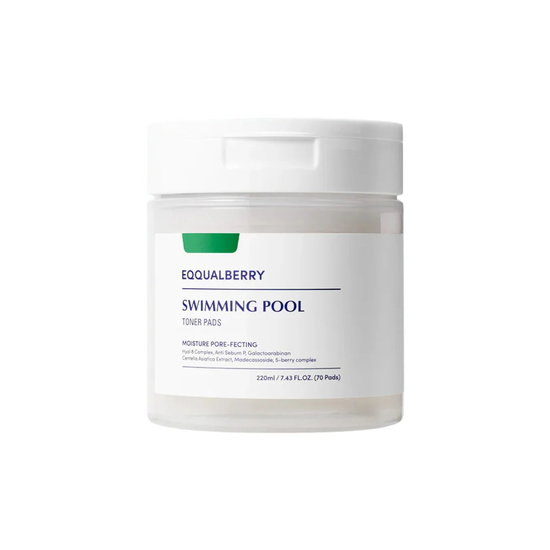 EQQUALBERRY Swimming Pool Toner Pads 220ml | 70 Pads | Gentle Exfoliating & Hydrating Toner Pads