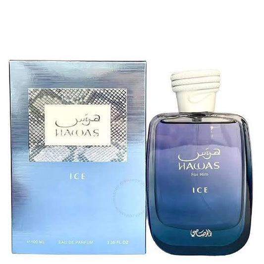 Rasasi Hawas Ice For Men EDP 100ml | Fresh Aquatic & Woody Long-Lasting Perfume